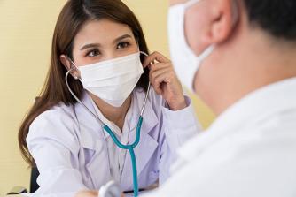 Female doctor wearing mask